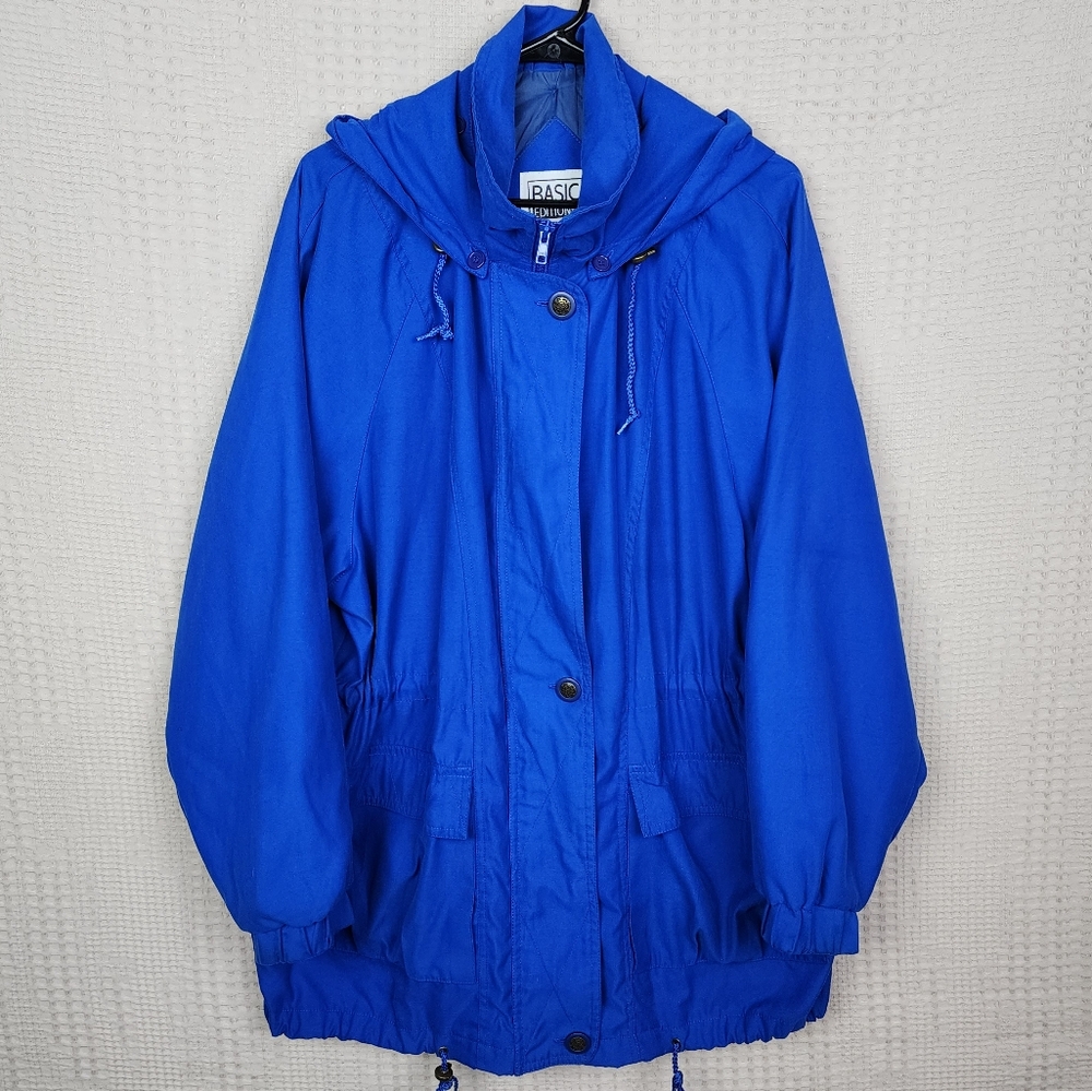 Vintage Basic Editions Blue Lightweight Hooded Ja… - image 1